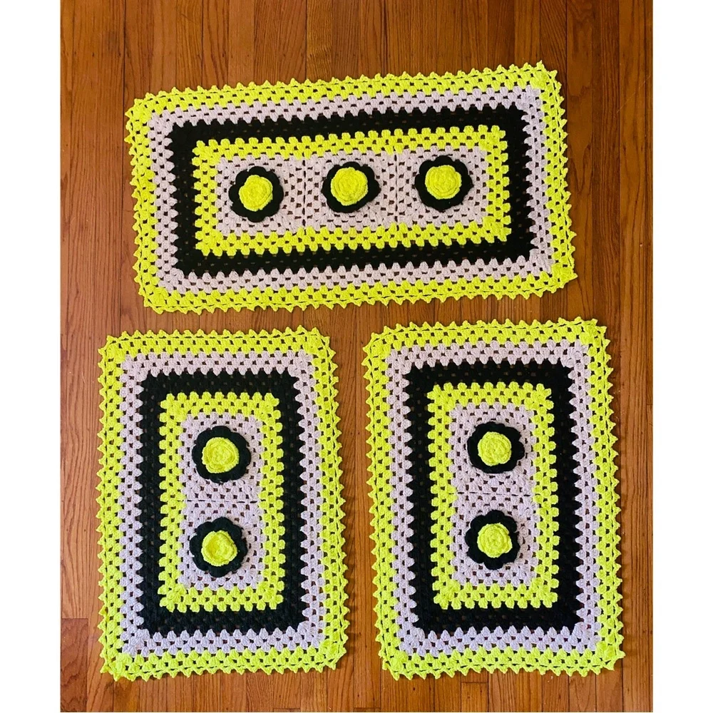 New Set of 3 Handmade Rug/Mat Crochet